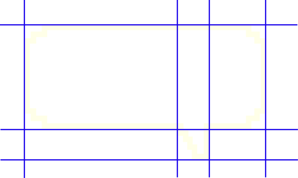 Graafinen elementti etusivulla, jossa on puhekupla ja grid